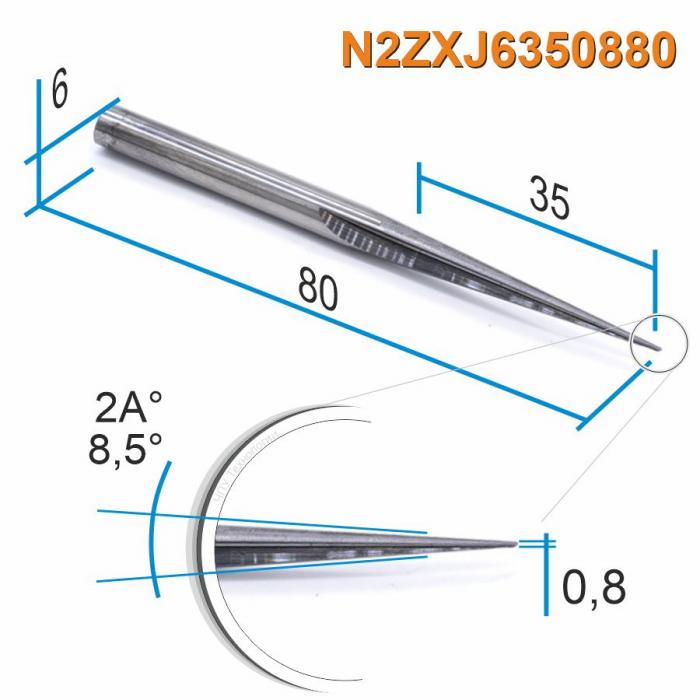 Фреза прямая двухзаходная конусная (плоский кончик) DJTOL N2ZXJ6350880