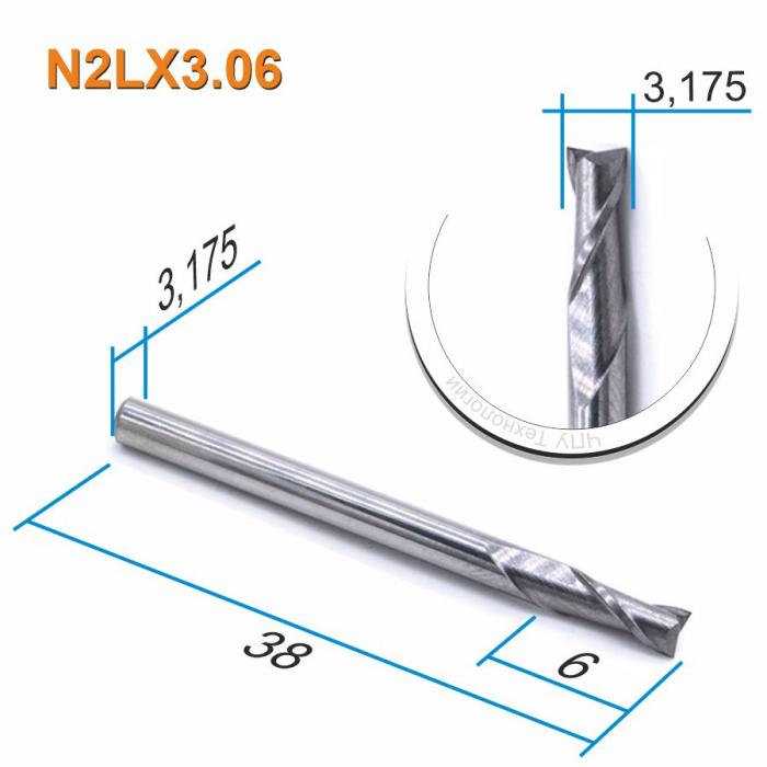 Фреза спиральная двухзаходная DJTOL N2LX3.06