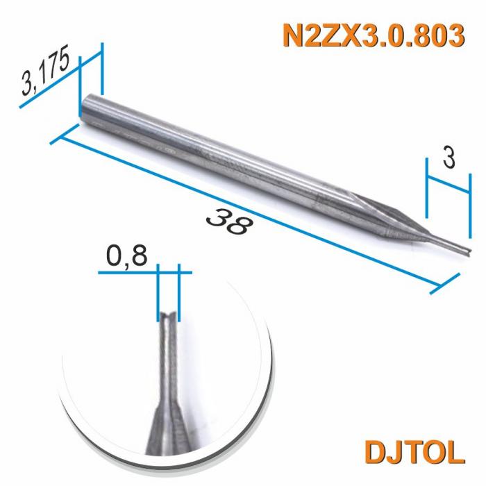 Фреза прямая двухзаходная DJTOL N2ZX3.0.803