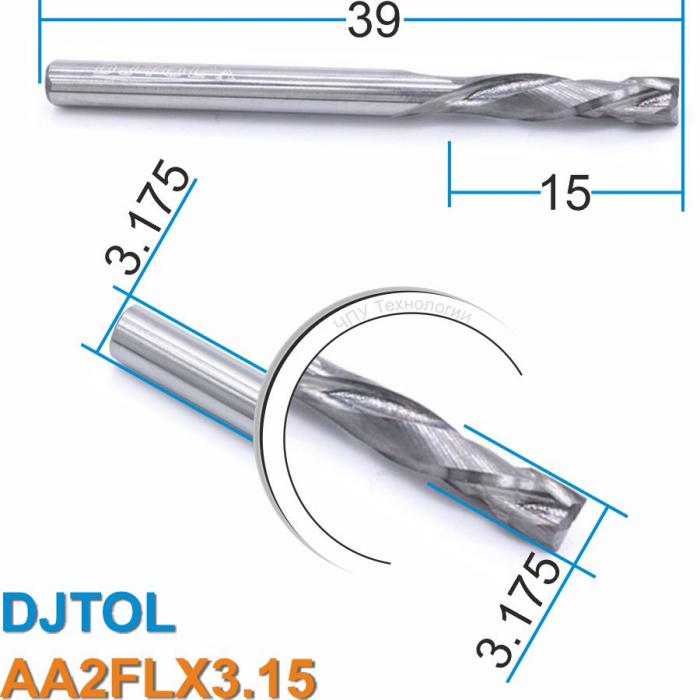 Фреза компрессионная двухзаходная DJTOL AA2FLX3.12