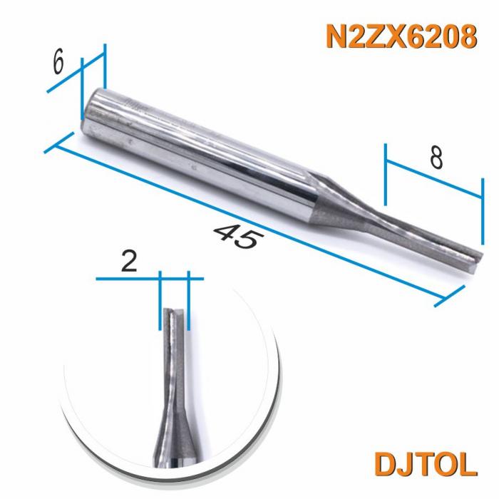Фреза прямая двухзаходная DJTOL N2ZX6208