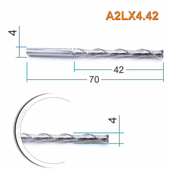 Фреза спиральная двухзаходная DJTOL A2LX4.42