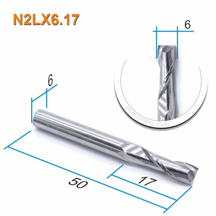 Фреза спиральная двухзаходная DJTOL N2LX6.17