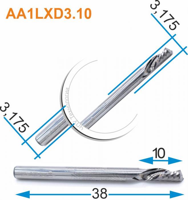 Фреза спиральная однозаходная стружка вниз DJTOL AA1LXD3.10