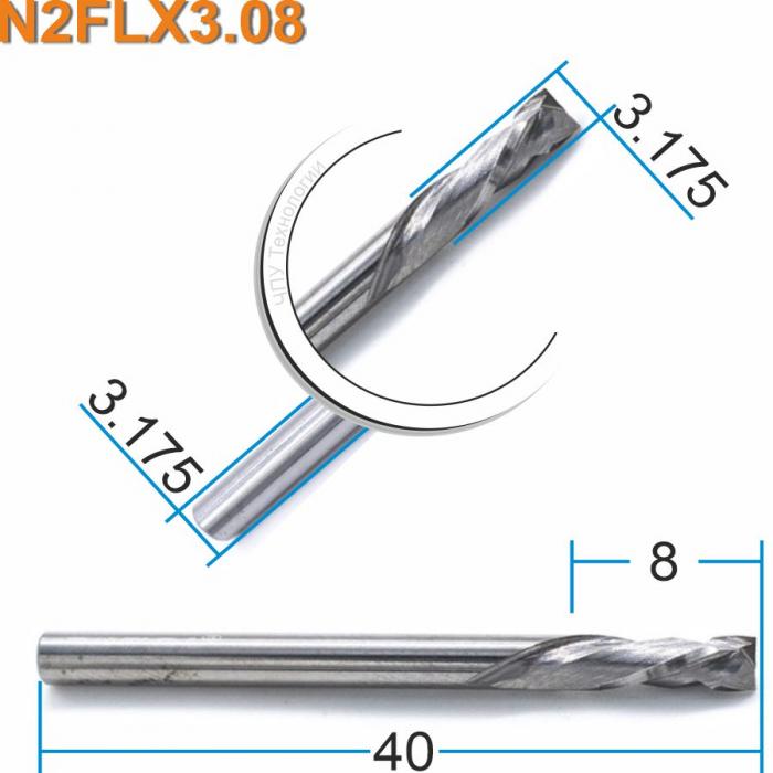 Фреза компрессионная двухзаходная DJTOL N2FLX3.08