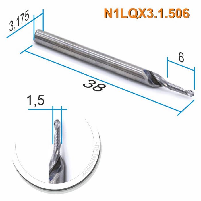 Фреза спиральная однозаходная сферическая DJTOL N1LQX3.1.506