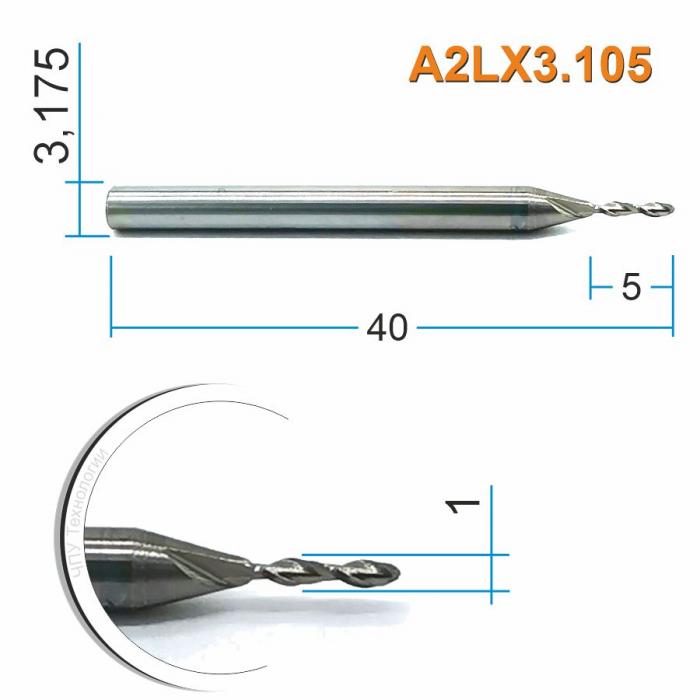 Фреза спиральная двухзаходная DJTOL A2LX3.105