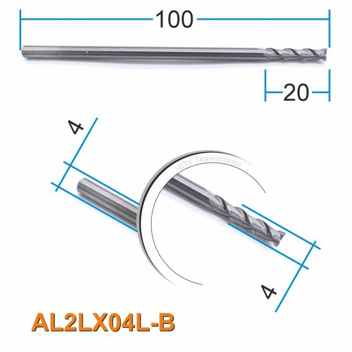 Фреза спиральная двухзаходная по цветному металлу DJTOL AL2LX04L-B