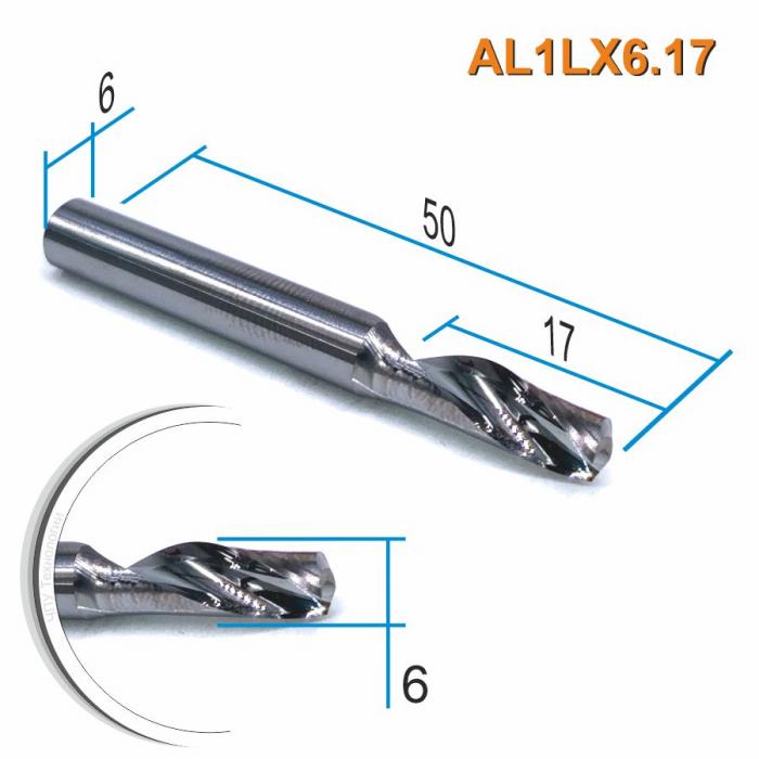Фреза спиральная однозаходная по цветному металлу DJTOL AL1LX6.17