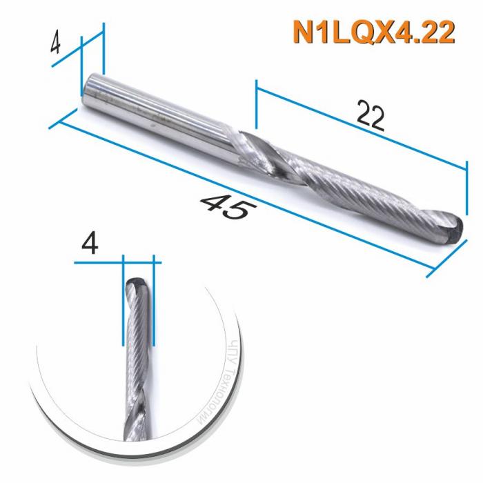 Фреза спиральная однозаходная сферическая DJTOL N1LQX4.22