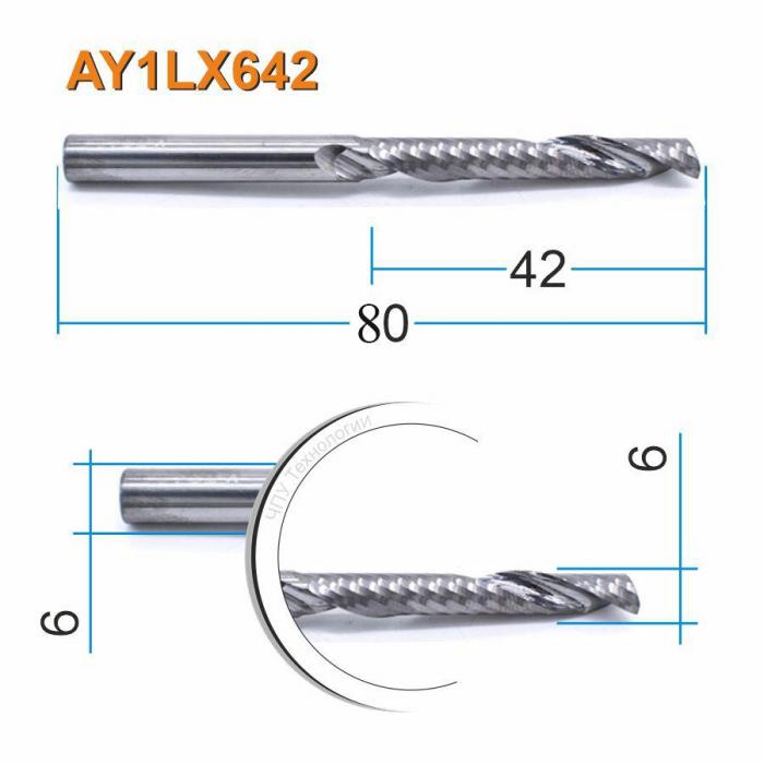 Фреза спиральная однозаходная DJTOL AY1LX642