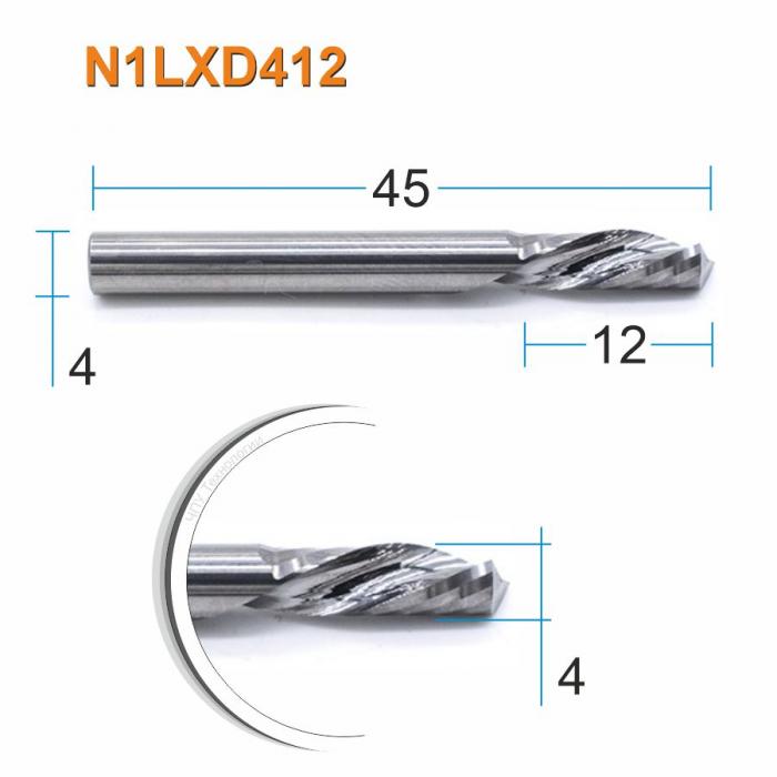 Фреза спиральная однозаходная стружка вниз DJTOL N1LXD412