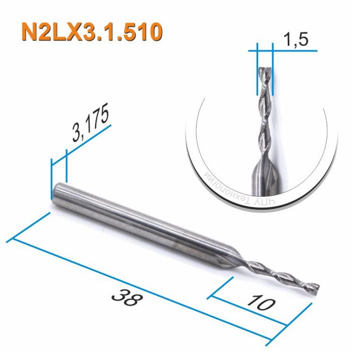 Фреза спиральная двухзаходная DJTOL N2LX3.1.510
