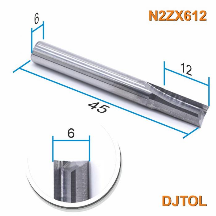Фреза прямая двухзаходная DJTOL N2ZX612