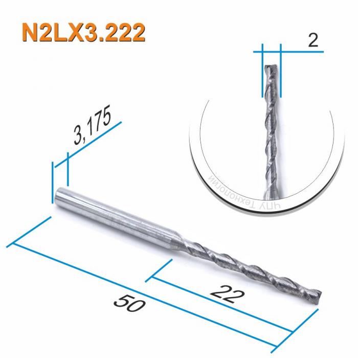 Фреза спиральная двухзаходная DJTOL N2LX3.222