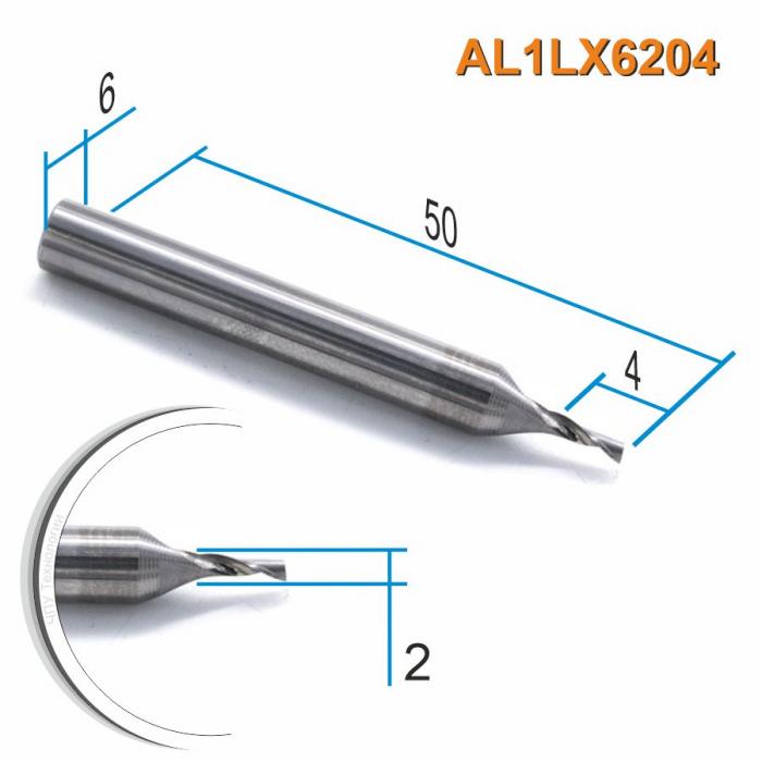 Фреза спиральная однозаходная по цветному металлу DJTOL AL1LX6204