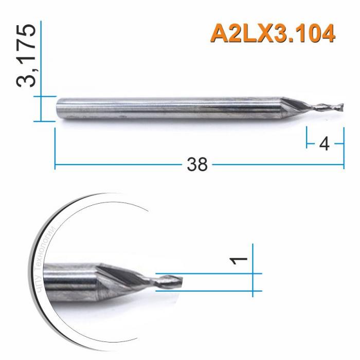 Фреза спиральная двухзаходная DJTOL A2LX3.104