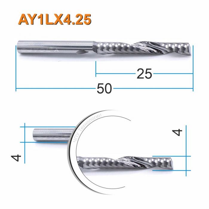 Фреза спиральная однозаходная DJTOL AY1LX4.25