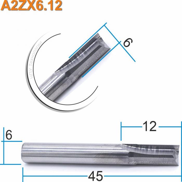 Фреза прямая двухзаходная DJTOL A2ZX6.12