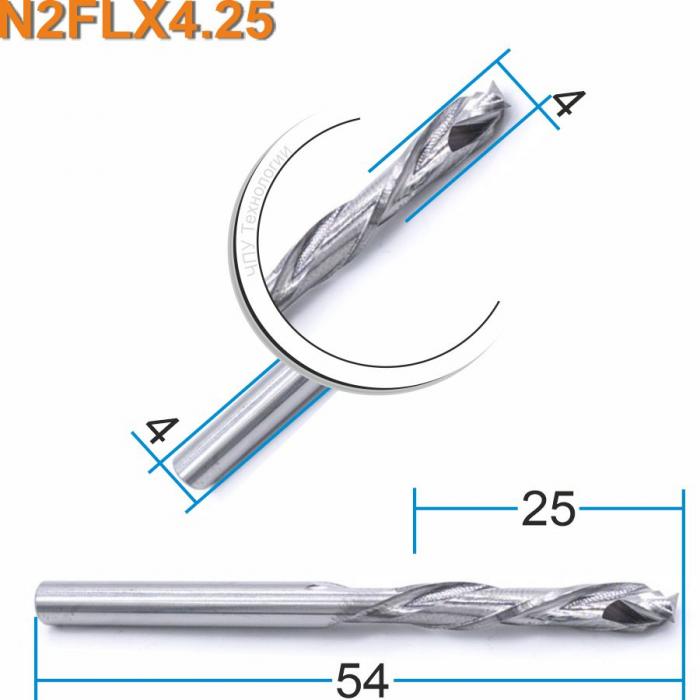Фреза компрессионная двухзаходная DJTOL N2FLX4.25