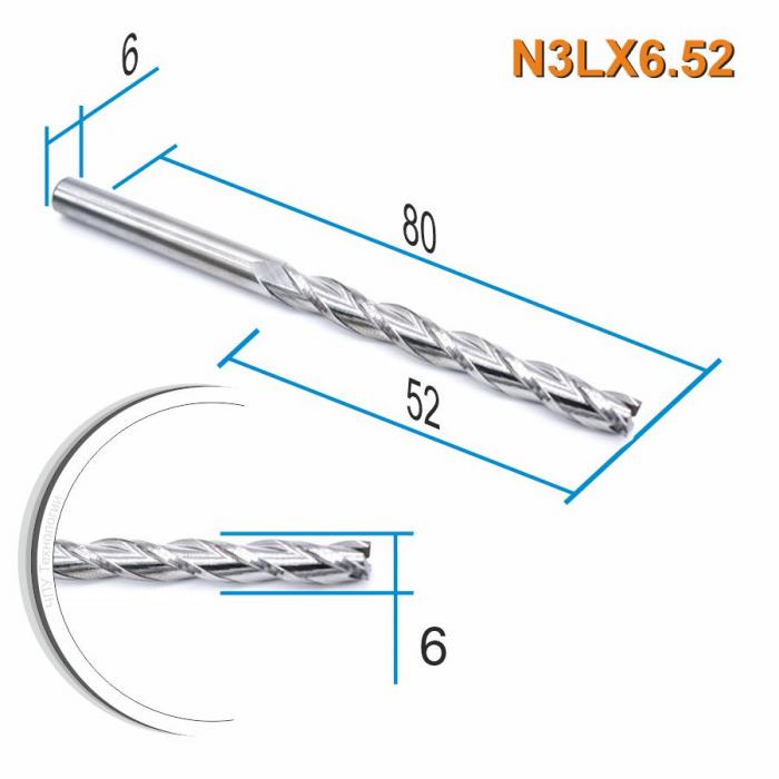 Фреза спиральная трехзаходная DJTOL N3LX6.52