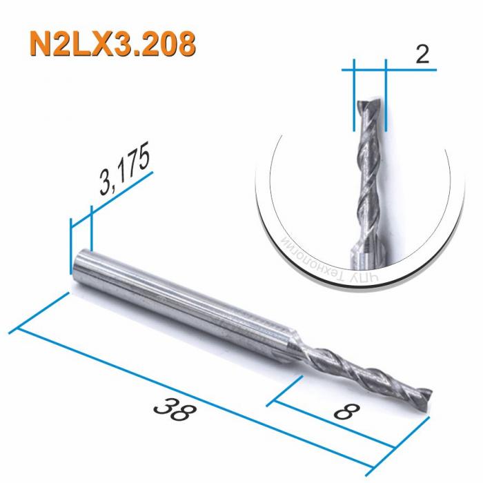 Фреза спиральная двухзаходная DJTOL N2LX3.208