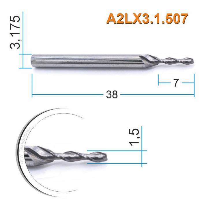 Фреза спиральная двухзаходная DJTOL A2LX3.1.507