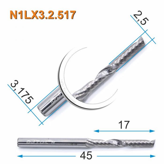 Фреза спиральная однозаходная DJTOL N1LX3.2.517