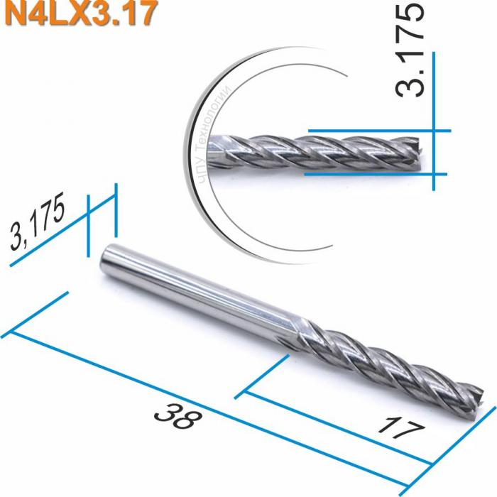 Фреза спиральная четырехзаходная DJTOL N4LX3.17