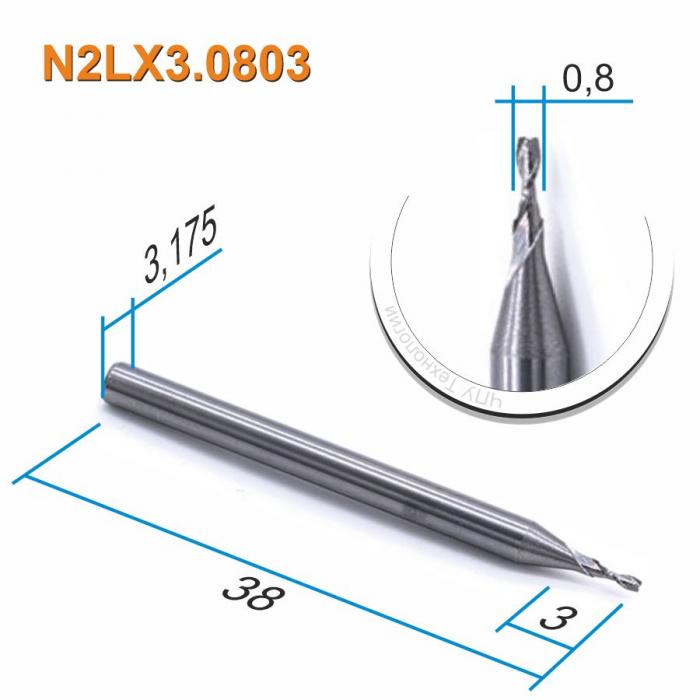 Фреза спиральная двухзаходная DJTOL N2LX3.0803
