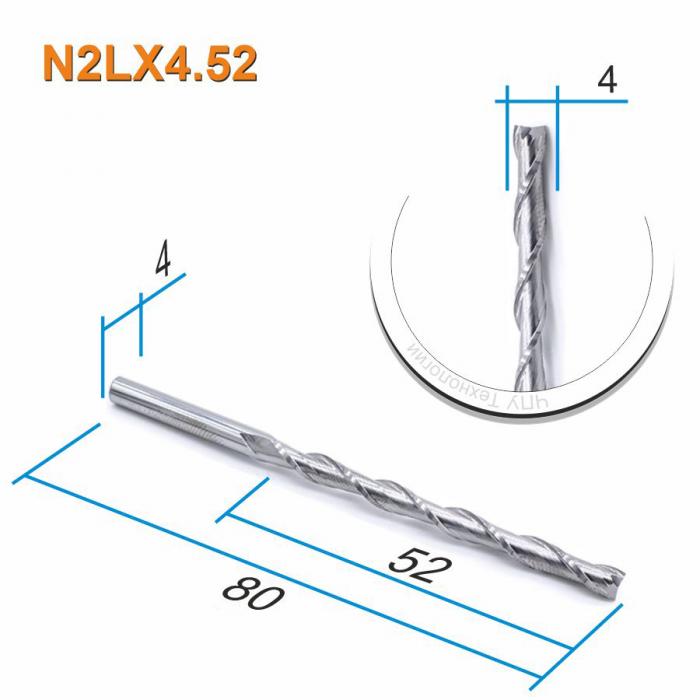 Фреза спиральная двухзаходная DJTOL N2LX4.52