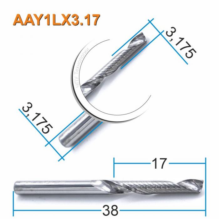 Фреза спиральная однозаходная DJTOL AAY1LX3.17