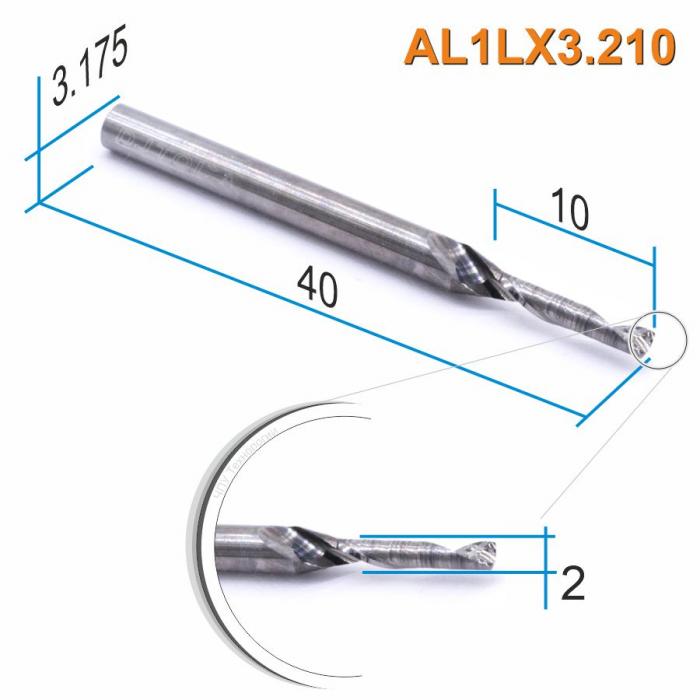 Фреза спиральная однозаходная по цветному металлу DJTOL AL1LX3.210