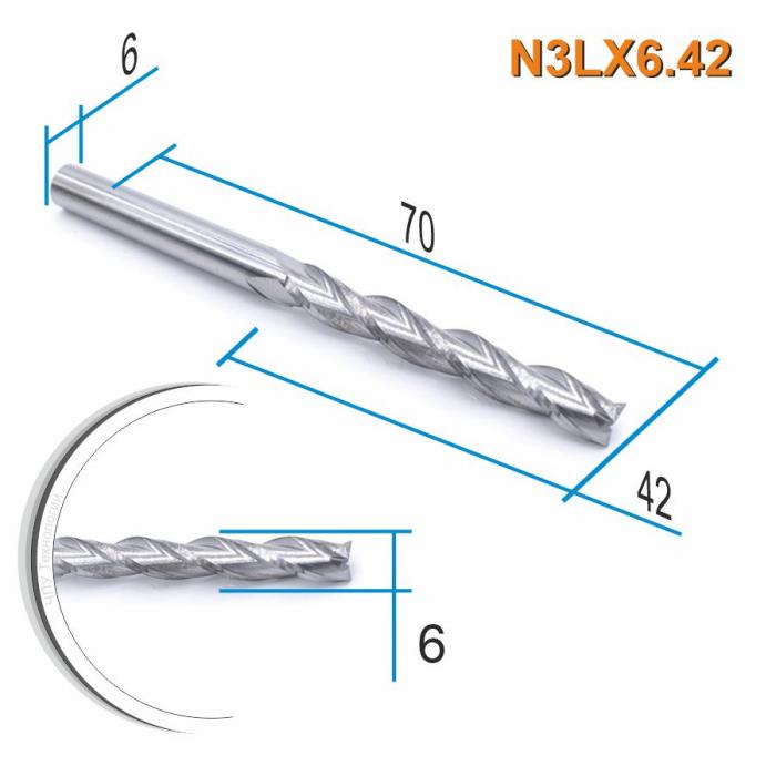 Фреза спиральная трехзаходная DJTOL N3LX6.42