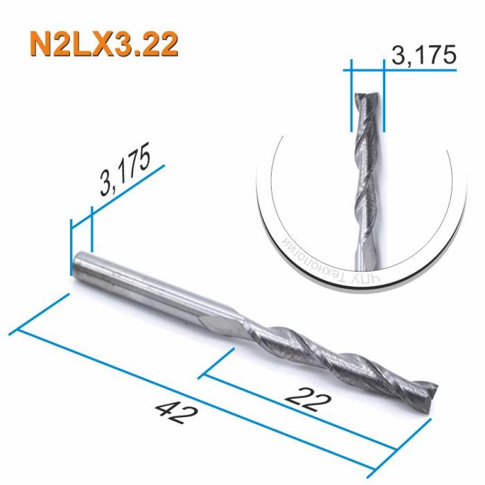 Фреза спиральная двухзаходная DJTOL N2LX3.22