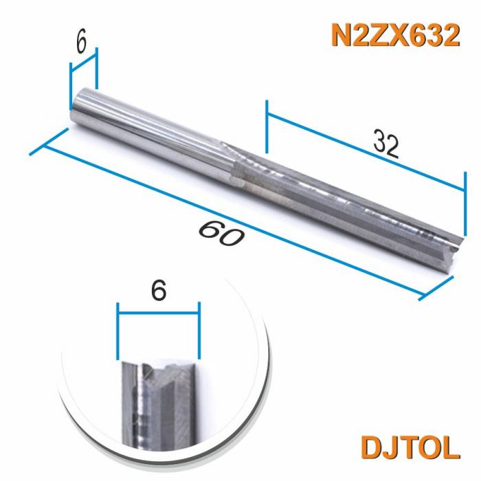 Фреза прямая двухзаходная DJTOL N2ZX632