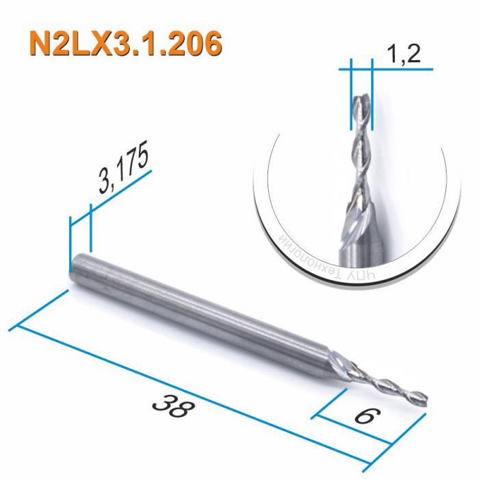 Фреза спиральная двухзаходная DJTOL N2LX3.1.206