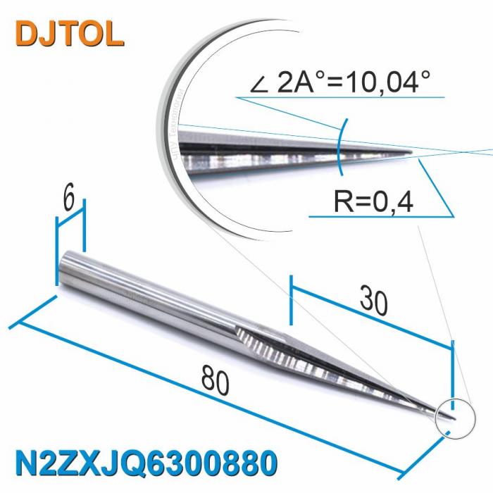 Фреза прямая двухзаходная конусная сферическая DJTOL N2ZXJQ6300880