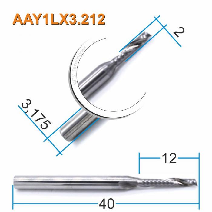 Фреза спиральная однозаходная DJTOL AAY1LX3.212