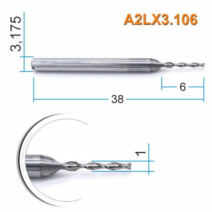 Фреза спиральная двухзаходная DJTOL A2LX3.106