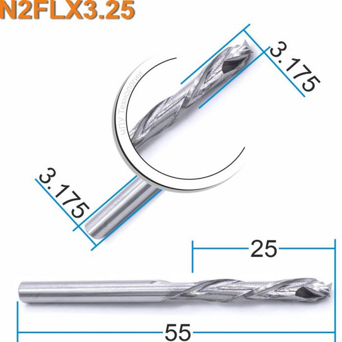 Фреза компрессионная двухзаходная DJTOL N2FLX3.25