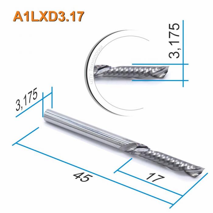 Фреза спиральная однозаходная стружка вниз DJTOL A1LXD3.17