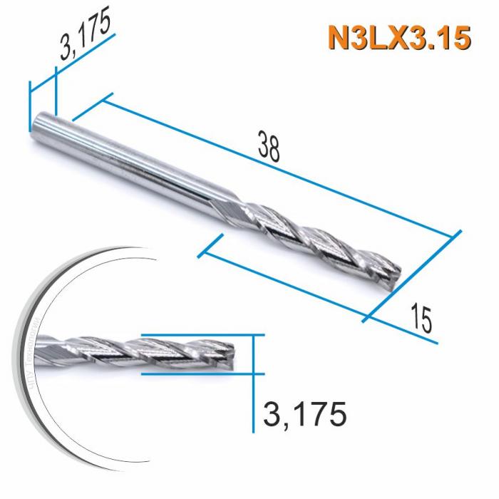 Фреза спиральная трехзаходная DJTOL N3LX3.15