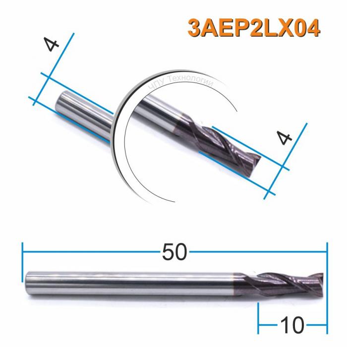 Фреза спиральная двухзаходная с покрытием AlTiN DJTOL 3AEP2LX04