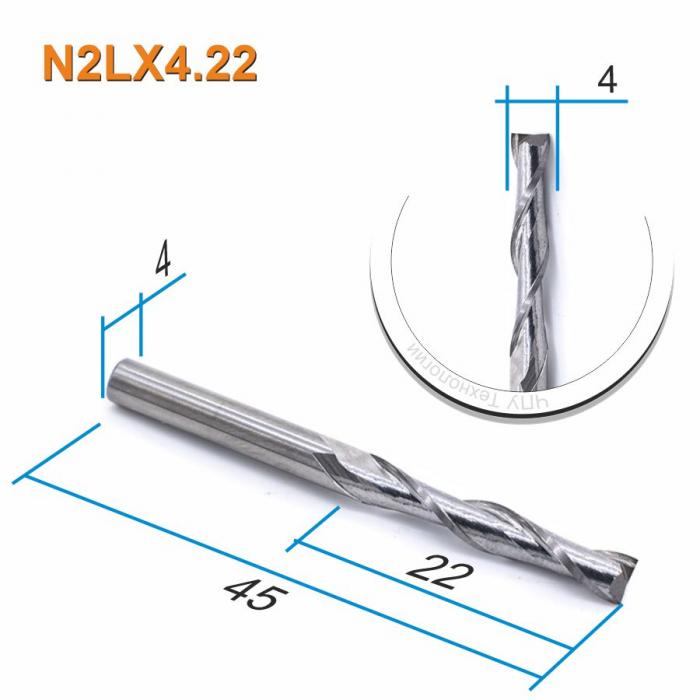 Фреза спиральная двухзаходная DJTOL N2LX4.22