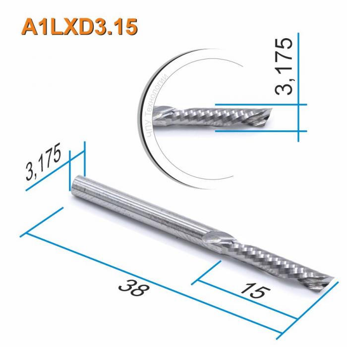 Фреза спиральная однозаходная стружка вниз DJTOL A1LXD3.15