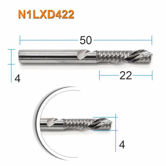 Фреза спиральная однозаходная стружка вниз DJTOL N1LXD422