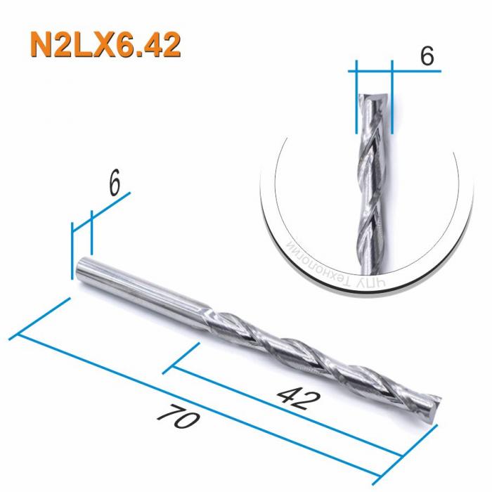 Фреза спиральная двухзаходная DJTOL N2LX6.42