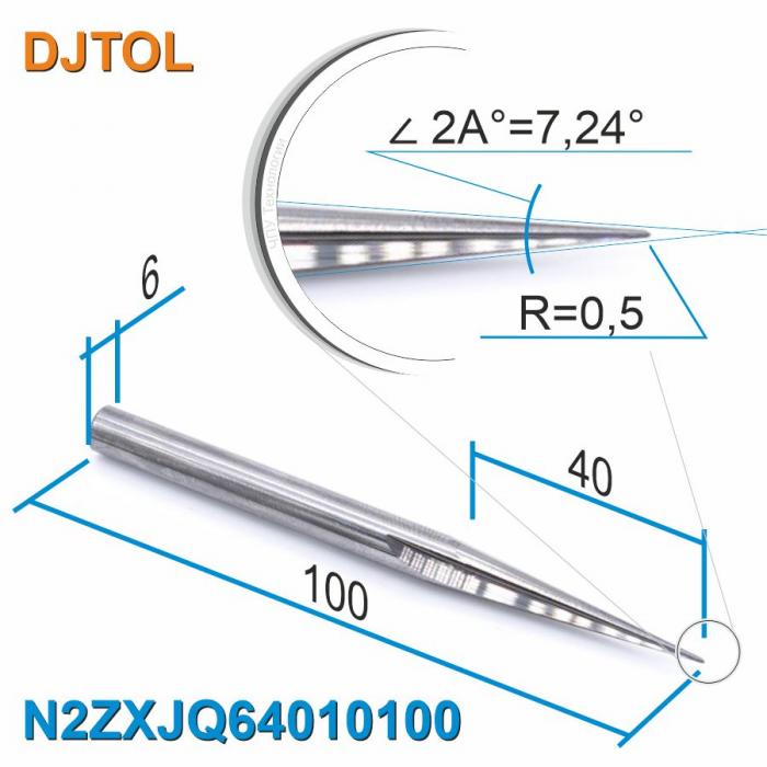 Фреза прямая двухзаходная конусная сферическая DJTOL N2ZXJQ64010100