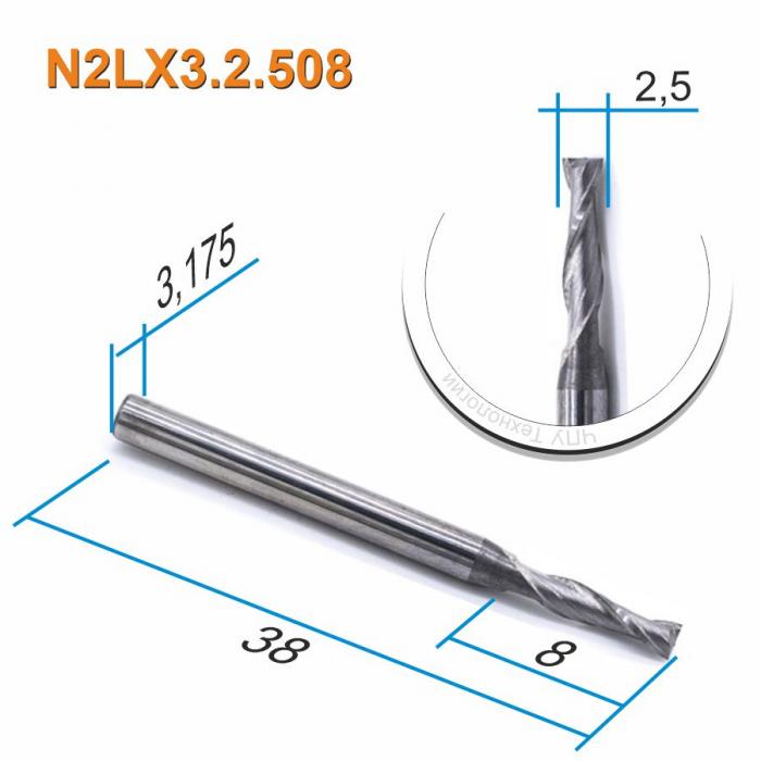 Фреза спиральная двухзаходная DJTOL N2LX3.2.508